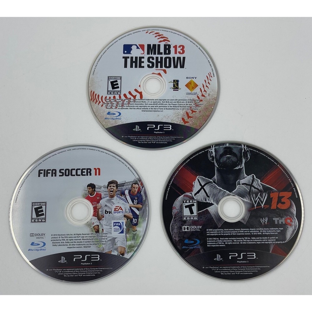 PS3‎ game lot (Sony PlayStation 3) WWE 13 MLB 13 FIFA 11 Game Disc Only TESTED